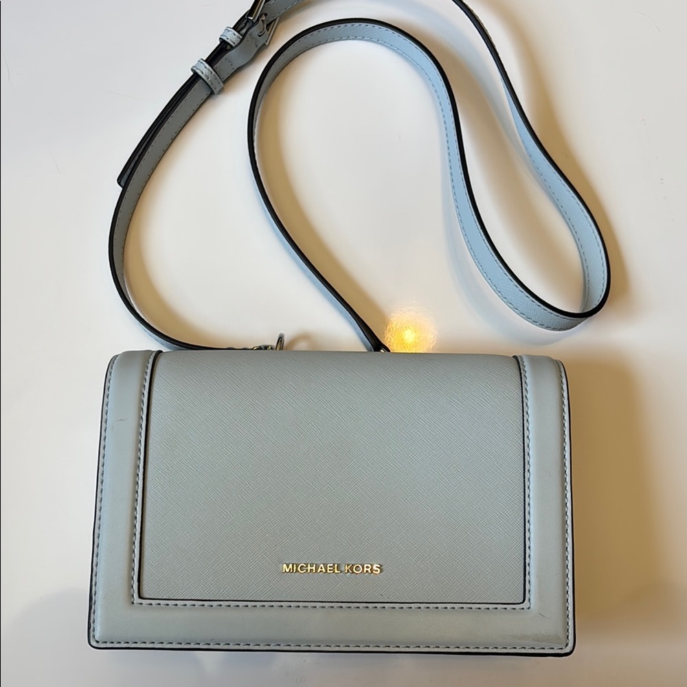 Michael Kors light blue Crossbody Bag with Gold Hardware